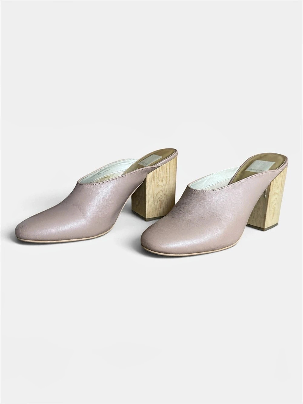 Dolce Vita Cirella Nude Leather Block Heel Mules - Pink, Size 8